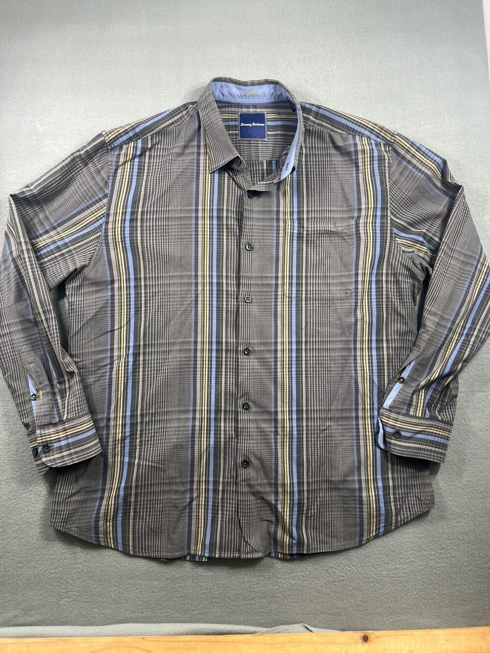 Tommy Bahama Men's XL Plaid Long Sleeve Button-Up Shirt, Multicolor Style